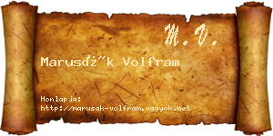 Marusák Volfram névjegykártya